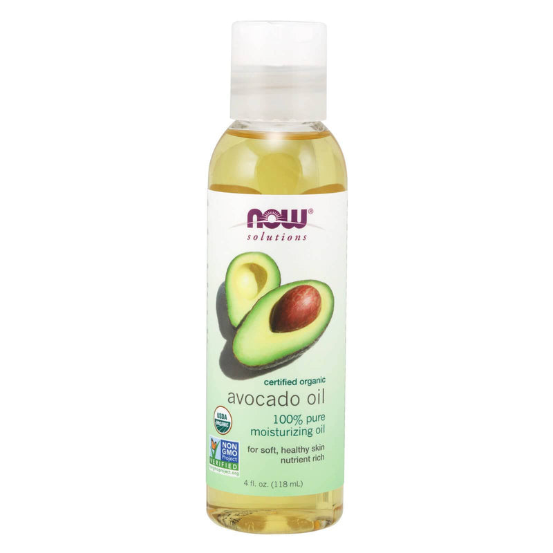 NOW Solutions, Óleo de Abacate Orgânico, Óleo Hidratante 100% Puro, Rico em Nutrientes e Hidratante, 4 onças