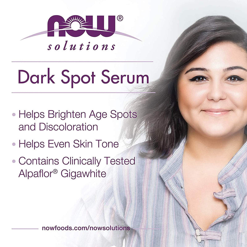 Soluções NOW, Dark Spot Serum, com ALPAFLOR® GIGAWHITE para ajudar a clarear manchas da idade e descoloração, 1 onça