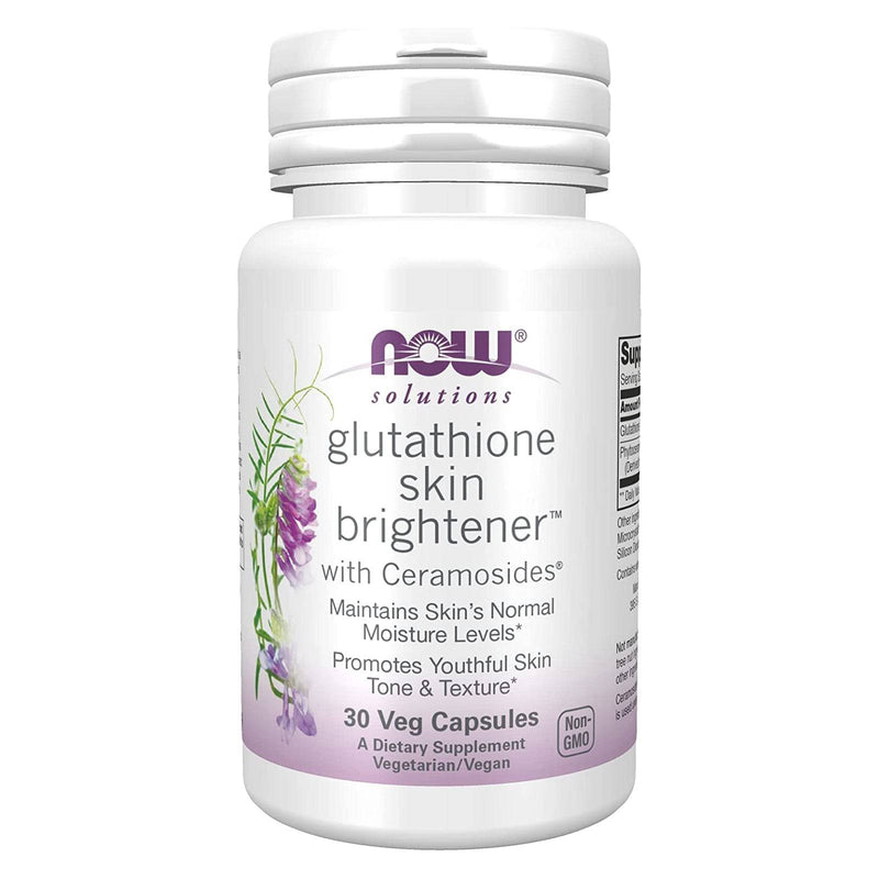 NOW Foods Glutathione Skin Brightener with Ceramosides 30 Veg Capsules