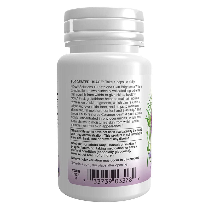 NOW Foods Glutathione Skin Brightener with Ceramosides 30 Veg Capsules | DailyVita NOW Foods Glutathione Skin Brightener with Ceramosides 30 Veg Capsules | DailyVita