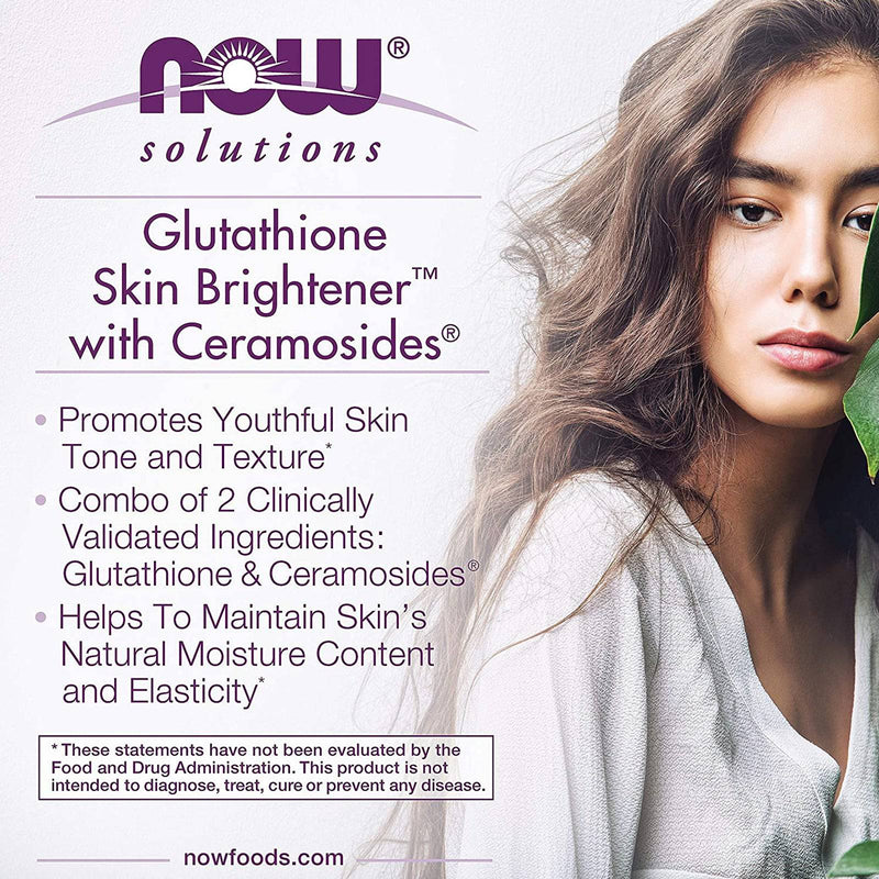 NOW Foods Glutathione Skin Brightener with Ceramosides 30 Veg Capsules