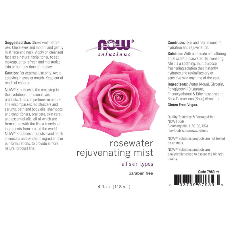 NOW Foods Rosewater Rejuvenating Mist 4 fl oz