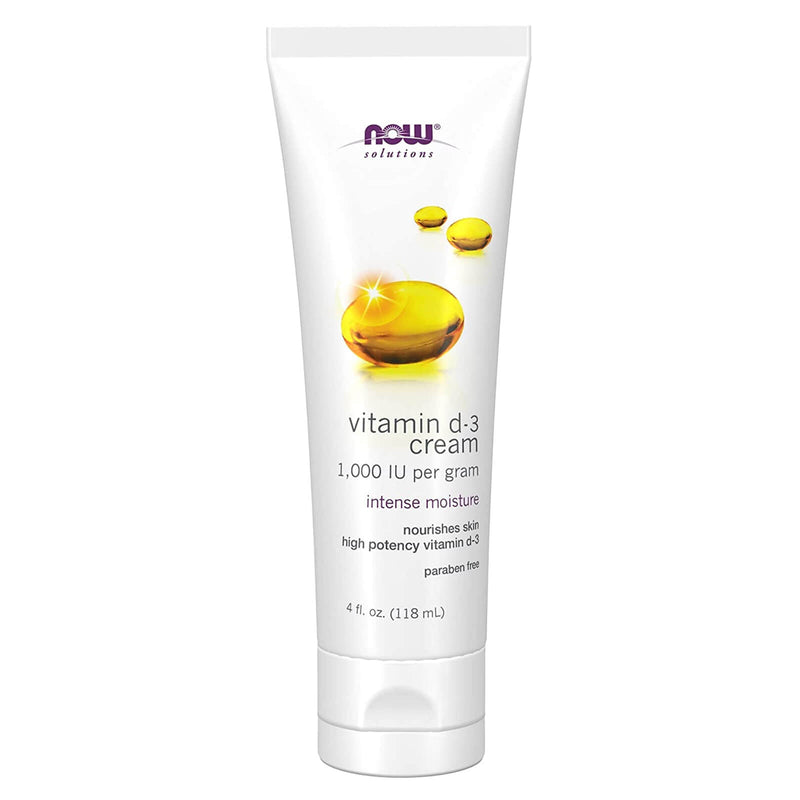 NOW Solutions, crema de vitamina D-3, 1000 UI por gramo, alta potencia, hidratación intensa, 4 onzas