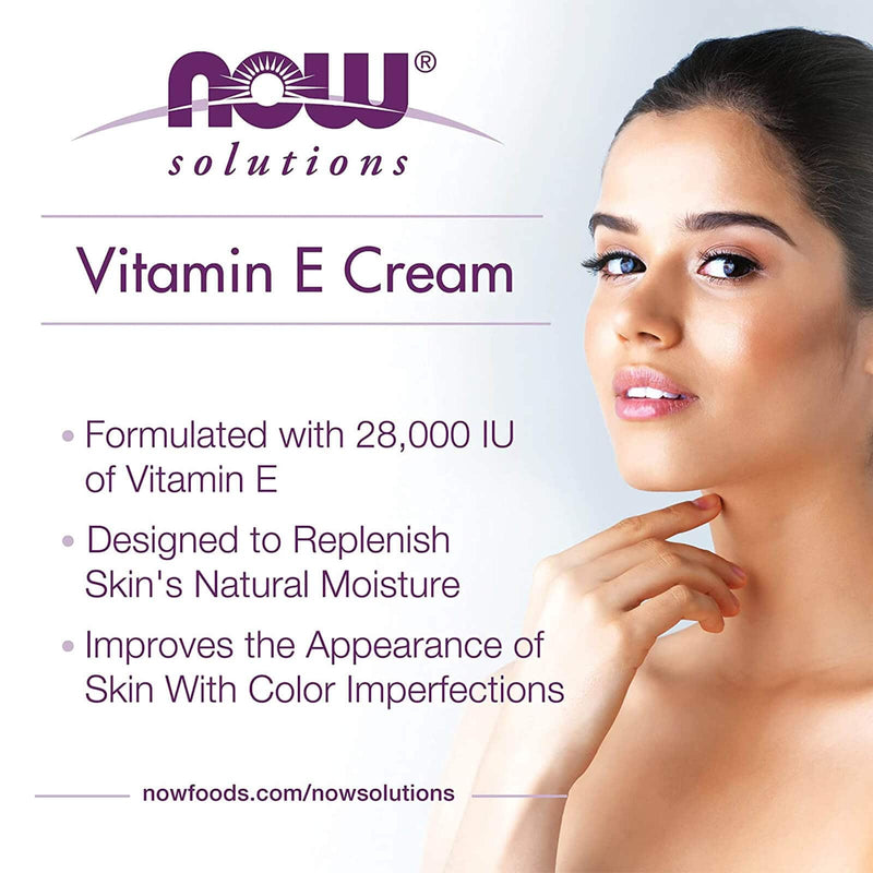 Soluções NOW, Creme de Vitamina E 28.000 UI, Hidratação Intensa, Vitamina E Concentrada, 4 onças