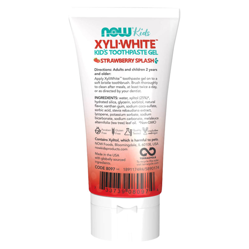 NOW Solutions、子供向けXyliwhite™歯磨き粉ジェル、ストロベリースプラッシュフレーバー、子供承認済み！ 3-オンス、パッケージは異なる場合があります