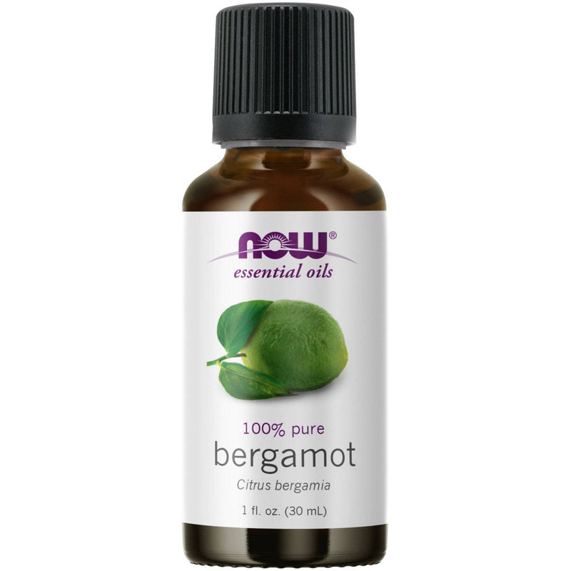 NOW Essential Oils, aceite de bergamota, dulce aroma de aromaterapia, prensado en frío, 100 % puro, vegano, tapa resistente a los niños, 1 onza