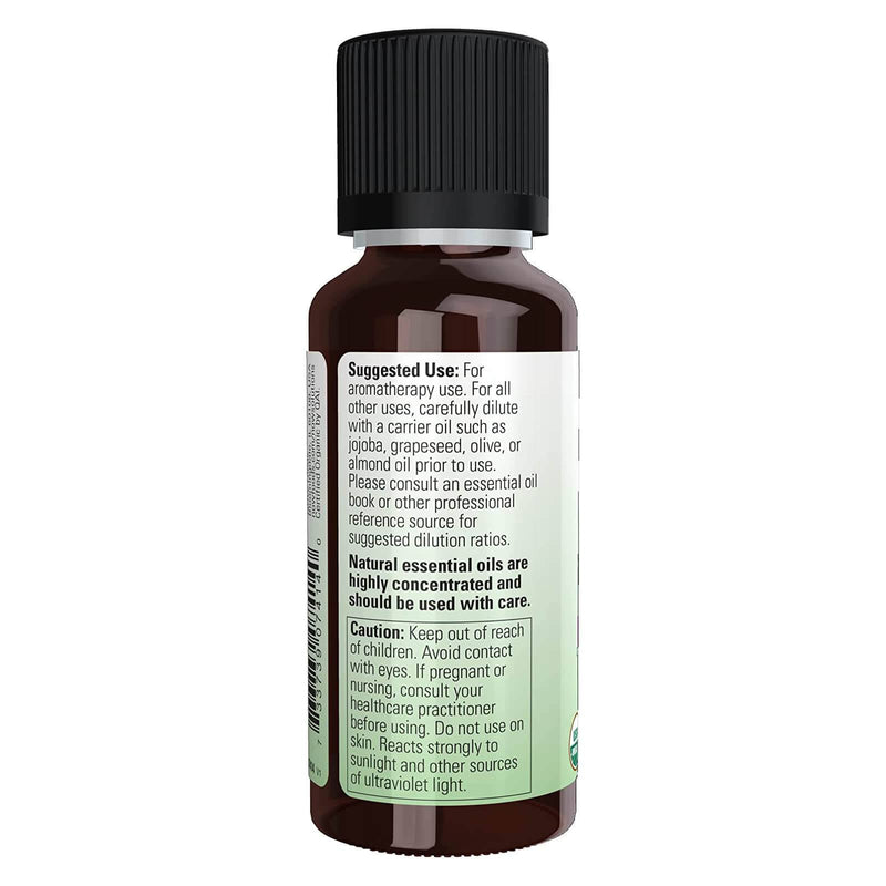 Aceites esenciales NOW, aceite de bergamota orgánico, aroma dulce de aromaterapia, prensado en frío, 100 % puro, vegano, tapa resistente a los niños, 1 onza