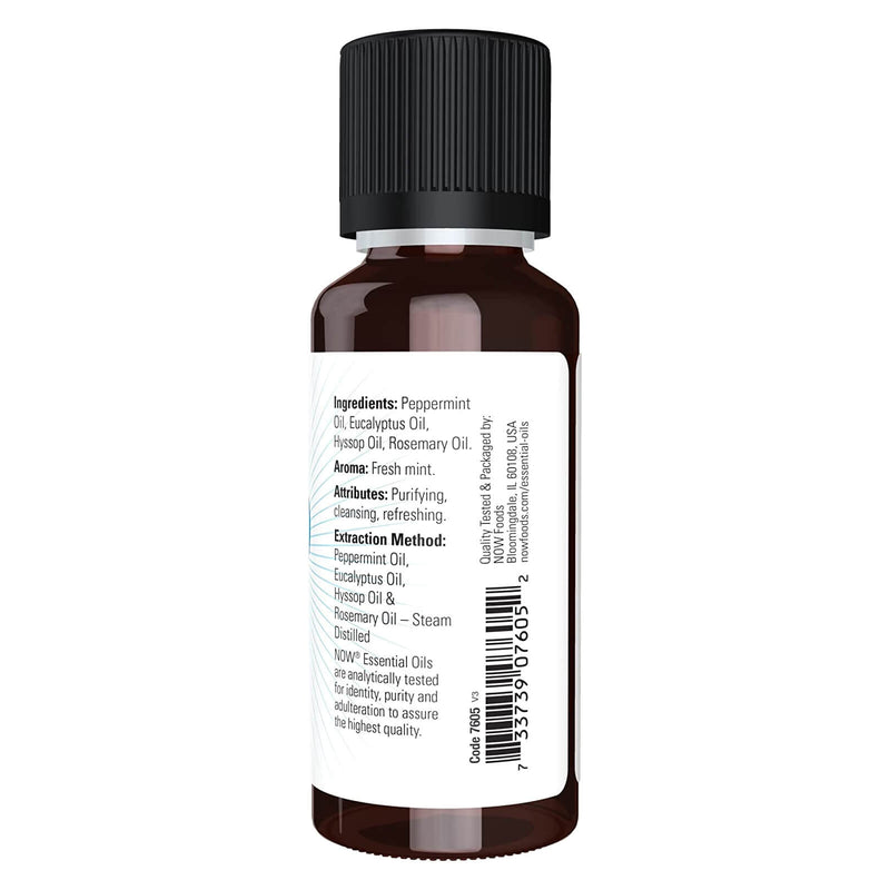 Aceites esenciales NOW, mezcla de aceite Clear the Air, aroma de aromaterapia purificante, mezcla de aceites esenciales puros, destilado al vapor, vegano, tapa resistente a los niños, 1 onza