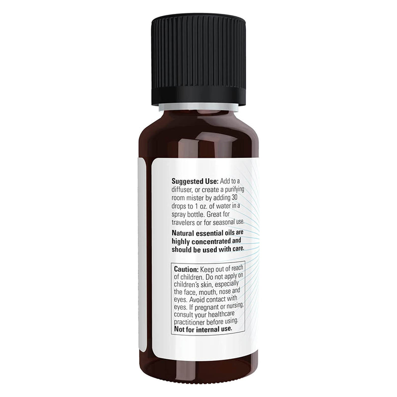 Aceites esenciales NOW, mezcla de aceite Clear the Air, aroma de aromaterapia purificante, mezcla de aceites esenciales puros, destilado al vapor, vegano, tapa resistente a los niños, 1 onza