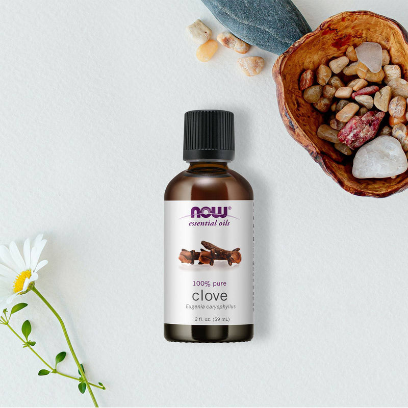 NOW óleos essenciais, óleo de cravo, aroma de aromaterapia balanceador, destilado a vapor, 100% puro, vegano, tampa resistente a crianças, 2 onças