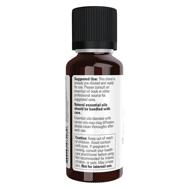 Aceites esenciales NOW, mezcla de aceite de incienso, 20 % de mezcla de aceite de incienso puro en aceite de jojoba puro, aroma de aromaterapia centrado, destilado al vapor, vegano, tapa resistente a los niños, 1 onza