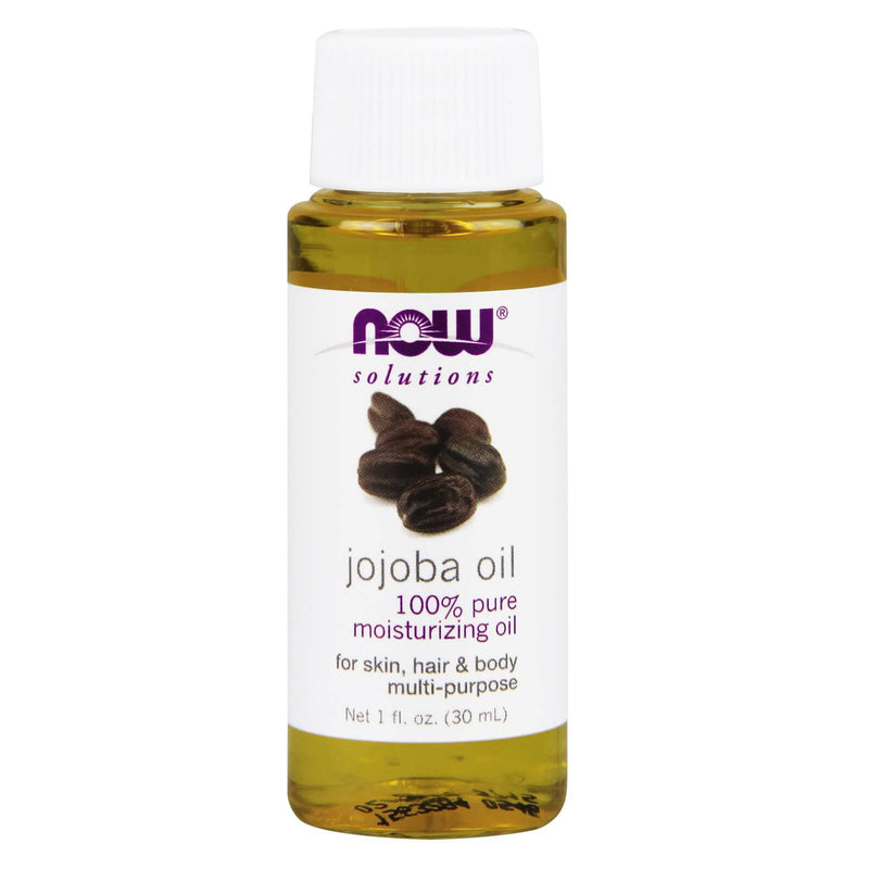 NOW Solutions, óleo de jojoba, hidratante 100% puro, óleo multiuso para rosto, cabelo e corpo, 1 onça