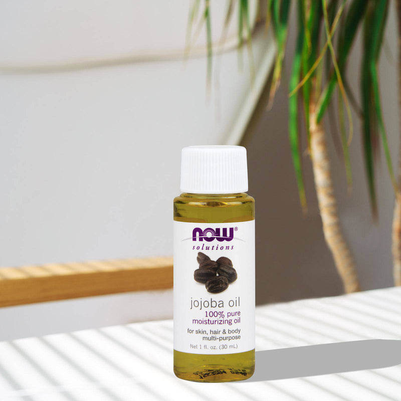 NOW Solutions, óleo de jojoba, hidratante 100% puro, óleo multiuso para rosto, cabelo e corpo, 1 onça