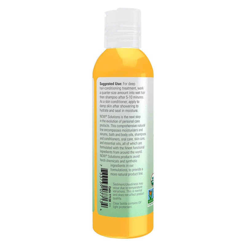 NOW Solutions, aceite de jojoba orgánico, aceite multiusos hidratante para rostro, cabello y cuerpo, 4 onzas