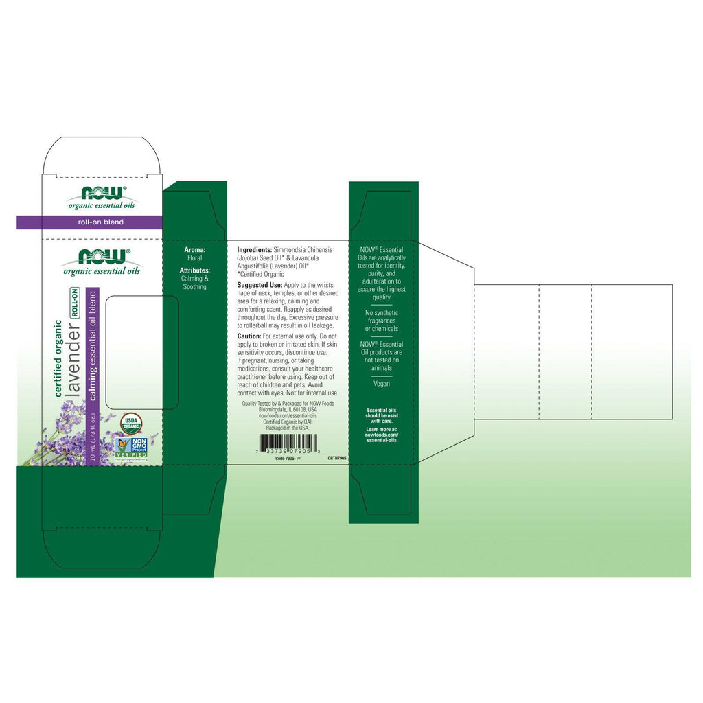 NOW Foods Lavender Essential Oil Blend Organic Roll-On 10 mL - DailyVita