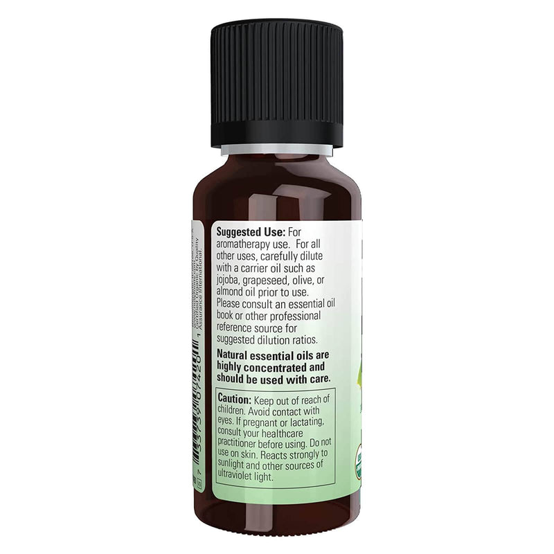 Aceites esenciales NOW, aceite de limón orgánico, aroma de aromaterapia alegre, prensado en frío, 100 % puro, vegano, tapa resistente a los niños, 1 onza