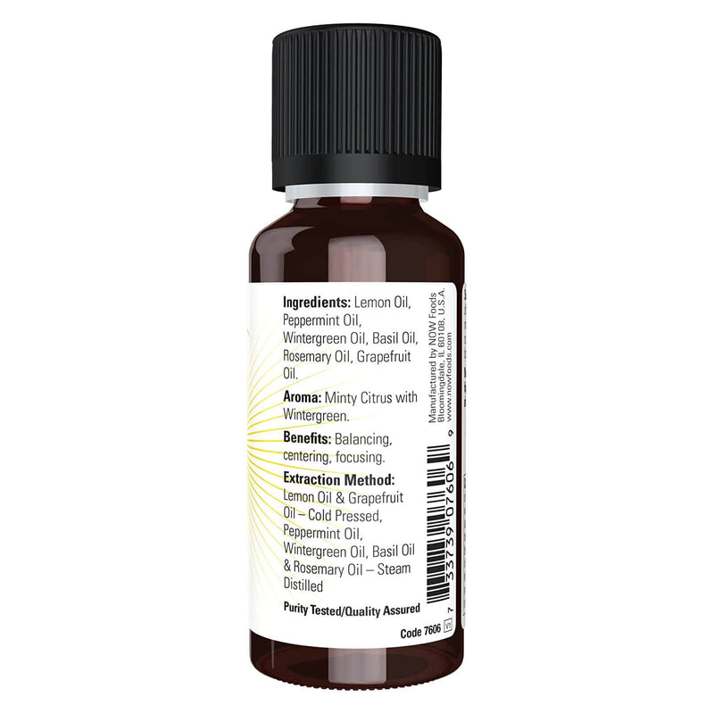 Aceites esenciales NOW, mezcla de aceite de enfoque mental, aroma de aromaterapia centrado, mezcla de aceites esenciales puros, vegano, tapa resistente a los niños, 1 onza