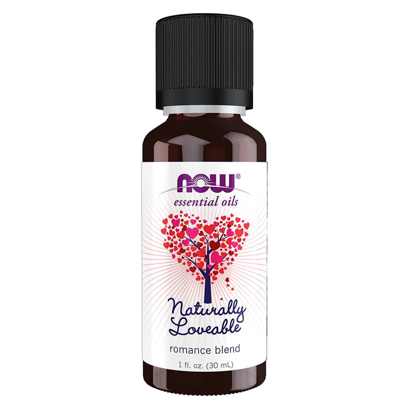 NOW Essential Oils, mezcla de aceite naturalmente adorable, aroma romántico de aromaterapia, mezcla de aceites esenciales puros, vegano, tapa resistente a los niños, 1 onza