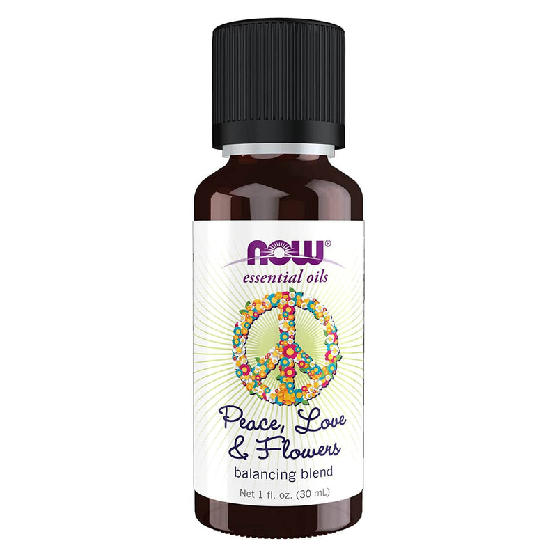 NOW Essential Oils, Peace, Love and Flowers, Sweet Floral Aromatherapy Scent, Blend of Pure Essential Oils, Vegan, Child Resistant Cap, 1-Once