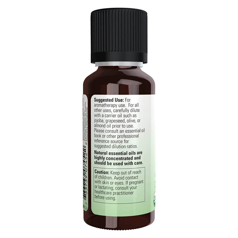 Aceites esenciales NOW, aceite de menta orgánico, aroma de aromaterapia vigorizante, destilado al vapor, 100 % puro, vegano, tapa resistente a los niños, 1 onza