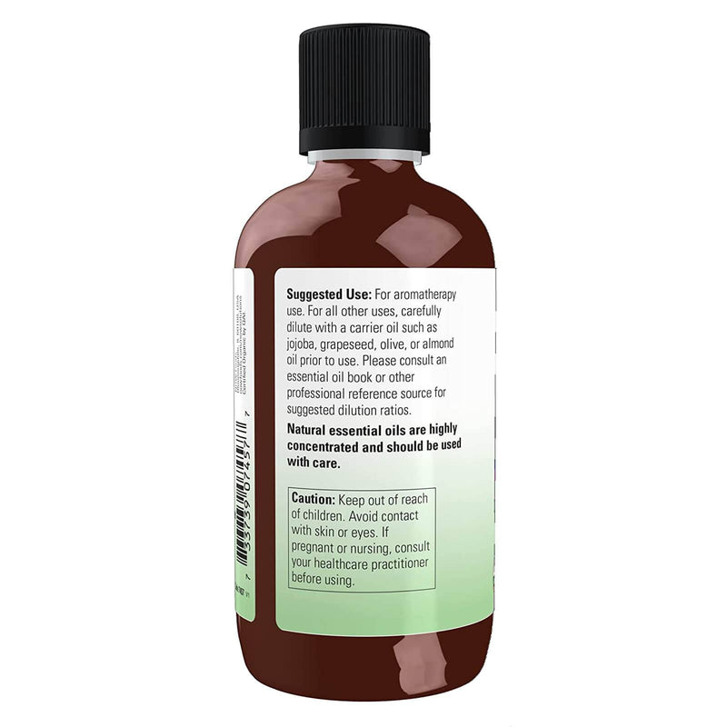 Aceites esenciales NOW, aceite de menta orgánico, aroma de aromaterapia vigorizante, destilado al vapor, 100% puro, vegano, tapa resistente a los niños, 4 onzas