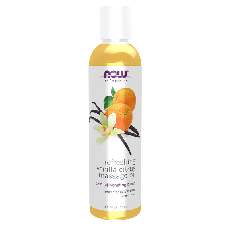 NOW Solutions, Refreshing Vanilla Citrus 마사지 오일, 피부 재생 블렌드, 유연한 피부, 8 oz