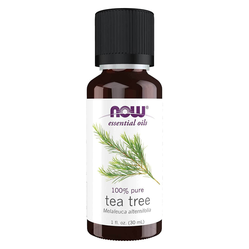 Aceites esenciales NOW, aceite de árbol de té, aroma de aromaterapia de limpieza, destilado al vapor, 100 % puro, vegano, tapa resistente a los niños, 1 onza