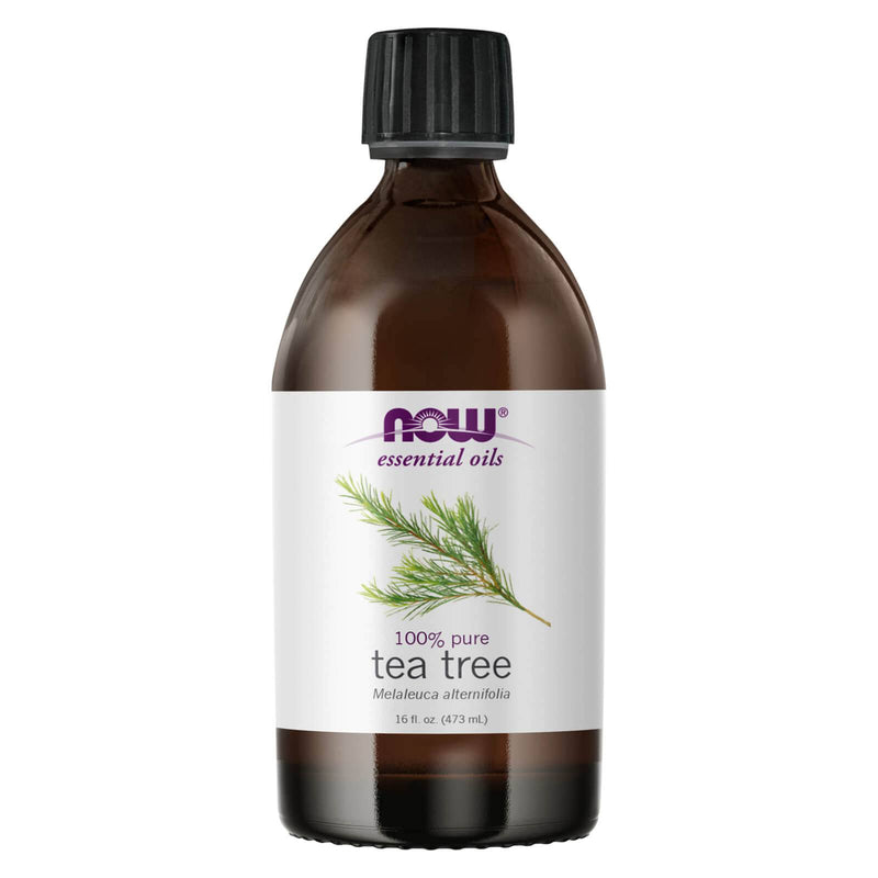 Aceites esenciales NOW, aceite de árbol de té, aroma de aromaterapia de limpieza, destilado al vapor, 100 % puro, vegano, tapa resistente a los niños, 16 onzas