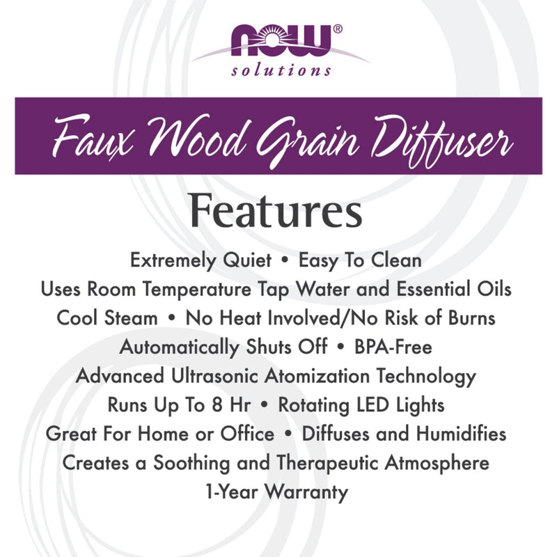 NOW Foods Ultrasonic Faux Wood Oil Diffuser