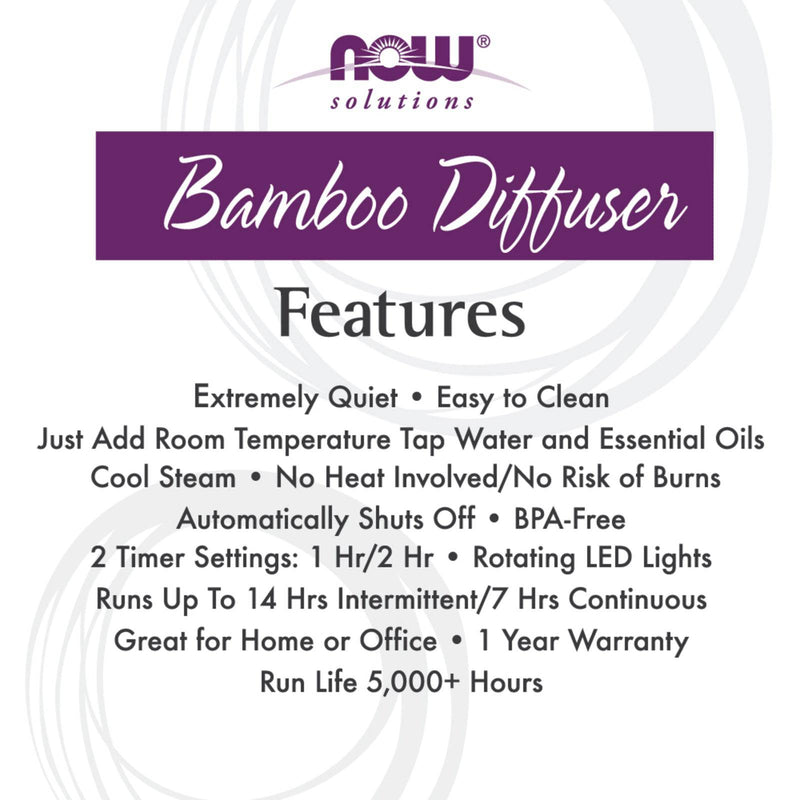 NOW Foods Ultrasonic Real Bamboo Essential Oil Diffuser