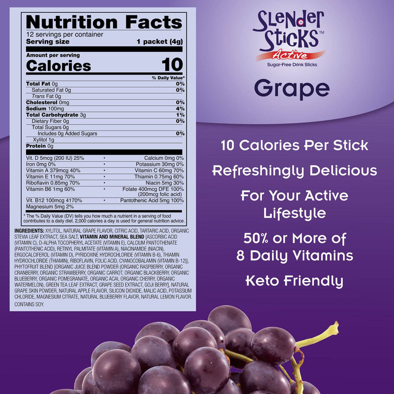 NOW Foods Active Grape Slender Sticks 12/Box