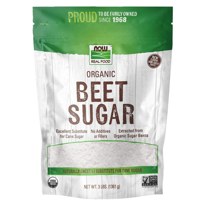 NOW Foods, Açúcar de Beterraba Orgânico Certificado, Extraído de Beterraba Açucareira Orgânica, Excelente Substituto para Açúcar de Cana, Sem Aditivos ou Enchimentos, Não OGM certificado, 3 libras (a embalagem pode variar)