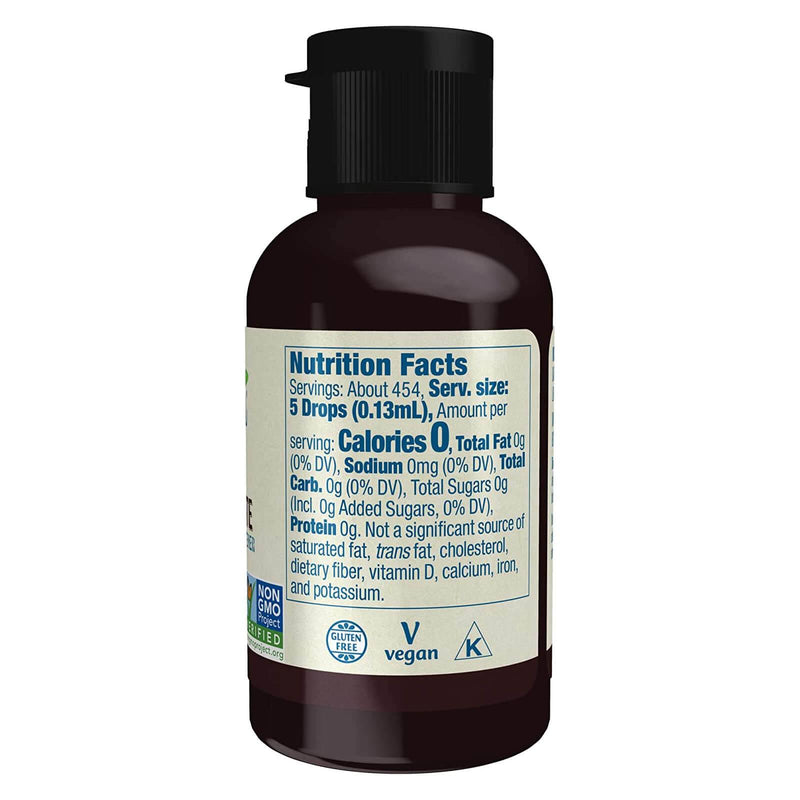 NOW Foods, Better Stevia Liquid, Chocolate Amargo, Adoçante Líquido Zero-Calorie, Low Glycemic Impact, Certified Non-GMO, 2 onças