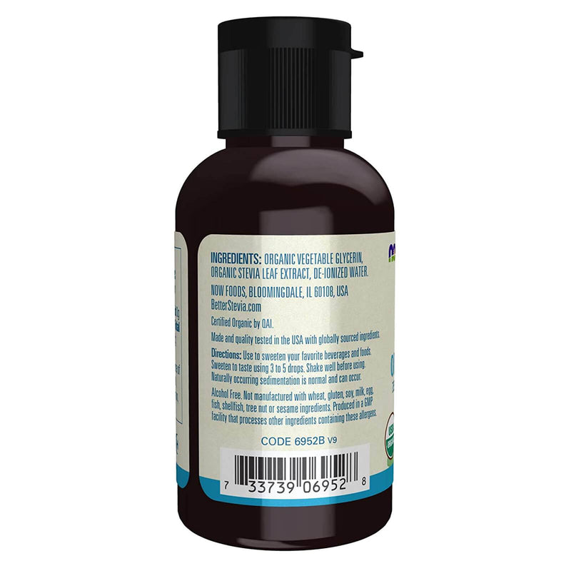 NOW Foods, Better Stevia Liquid, Glicerite, Adoçante Líquido Zero-Calorie, Low Glycemic Impact, Certified Non-GMO, 2 onças