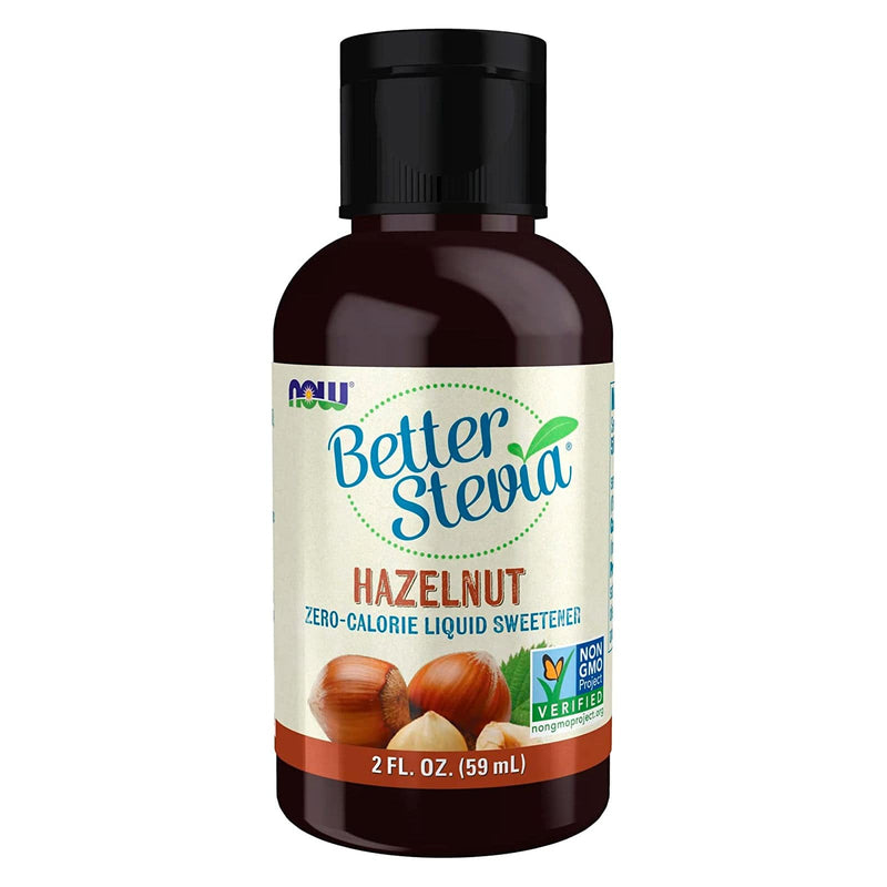 NOW Foods, Better Stevia Liquid, avellana, edulcorante líquido sin calorías, bajo impacto glucémico, certificado sin OMG, 2 onzas