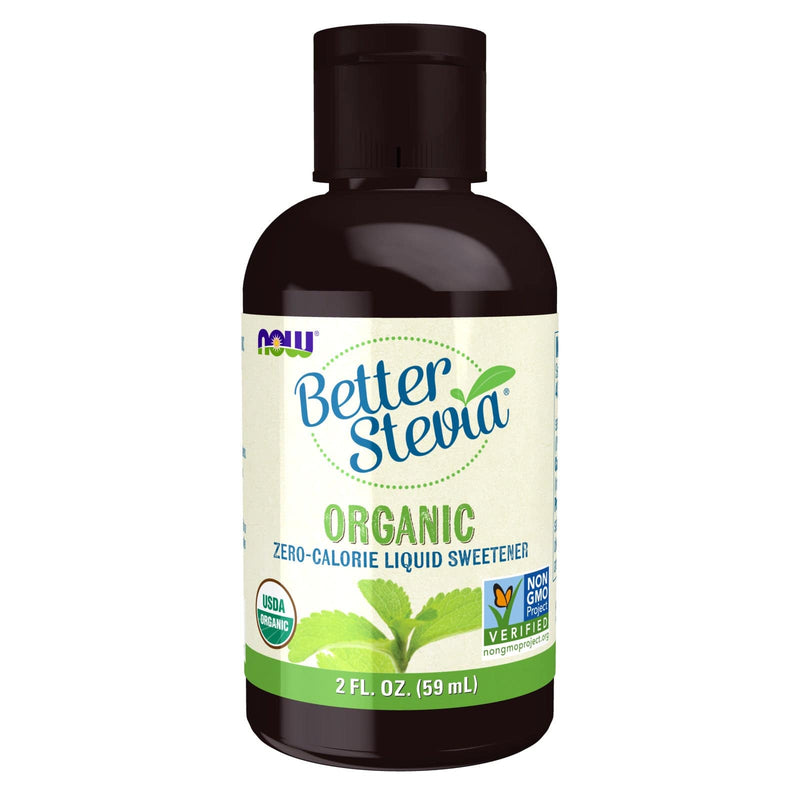 NOW Foods, Certified Organic BetterStevia Liquid, Adoçante Líquido Zero-Calorie, Low Glycemic Impact, Certified Non-GMO, 2 onças