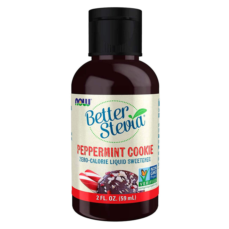 NOW Foods、Better Stevia、Liquid、Peppermint Cookie、Zero-Calorie Liquid Sweetener、Low Glycemic Impact、Certified Non-GMO、2-Ounce