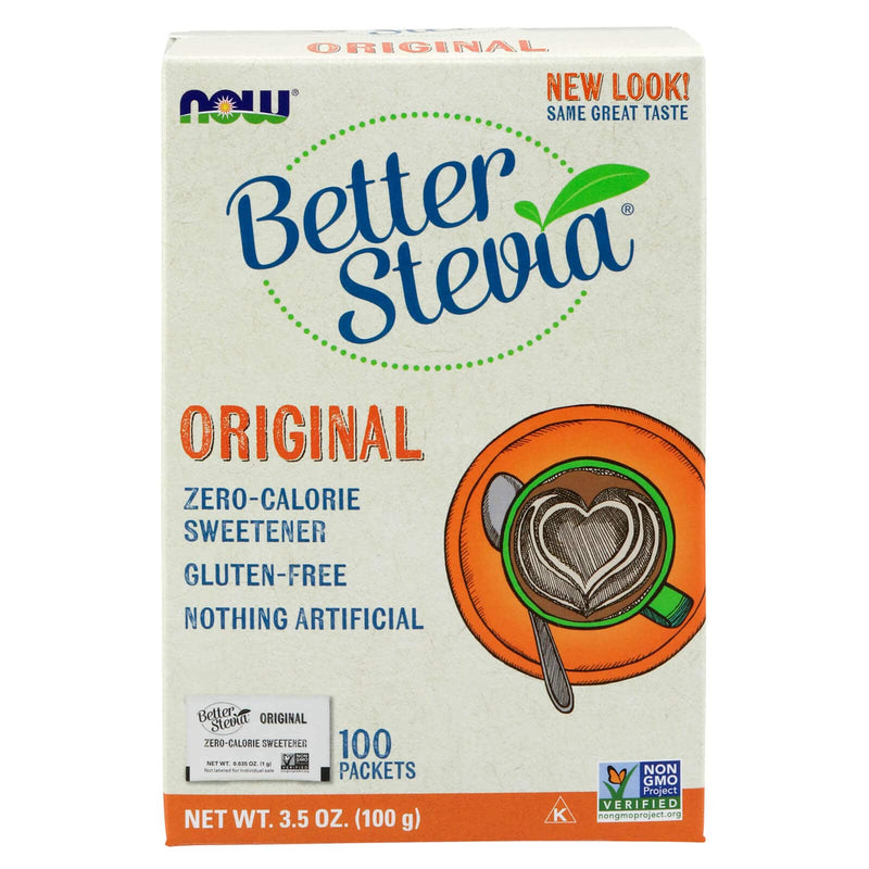 NOW Foods, Better Stevia 오리지널 패킷, 제로 칼로리 감미료, 글루텐 프리, Non-GMO 인증, Kosher, 100팩