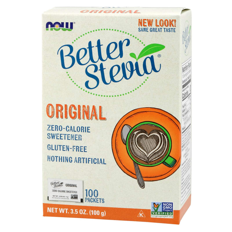 NOW Foods, Better Stevia 오리지널 패킷, 제로 칼로리 감미료, 글루텐 프리, Non-GMO 인증, Kosher, 100팩