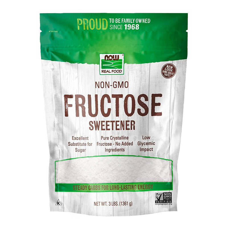 NOW Foods, Frutose, Frutose Cristalina Pura, Excelente Substituto para o Açúcar, Certificado Não OGM e Kosher, 3 Libras (A embalagem pode variar)