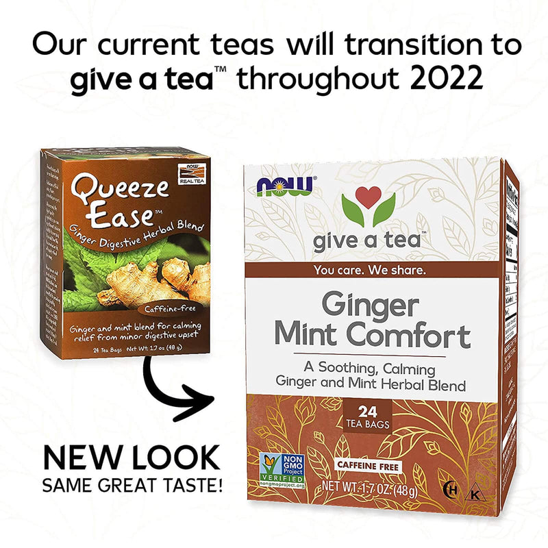 NOW Foods Ginger Mint Comfort Tea 24 Tea Bags