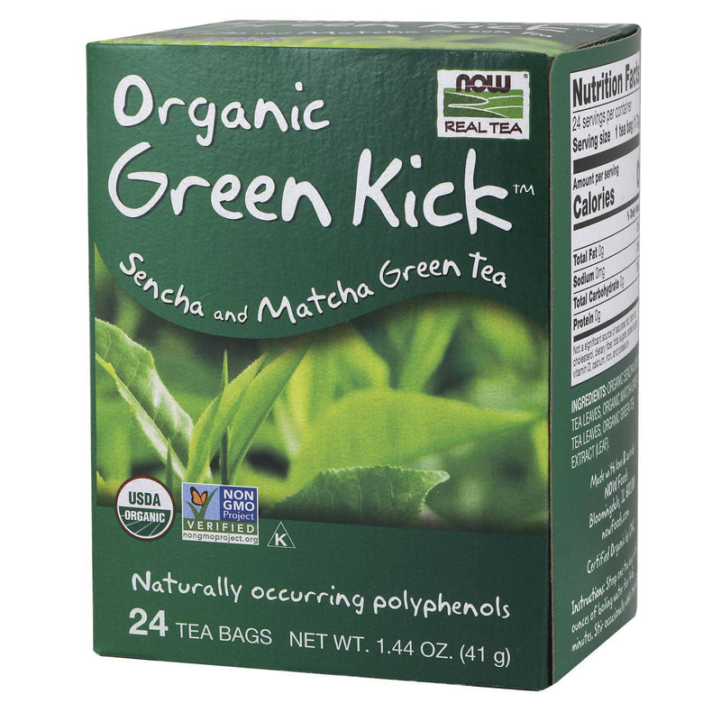 NOW Foods Green Kick Tea Organic 24 Tea Bags