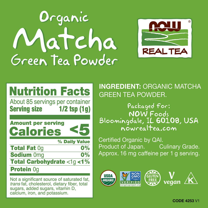 NOW Foods Matcha Green Tea Powder Organic 3 oz