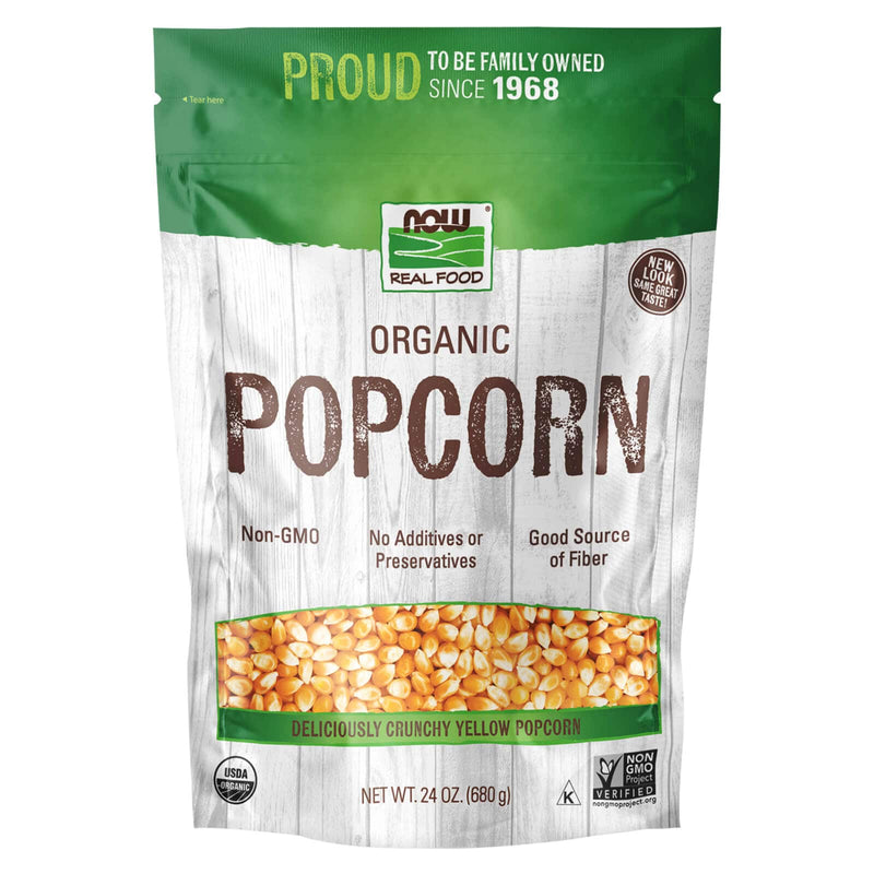 NOW Foods, palomitas de maíz orgánicas, sin OMG, sin aditivos ni conservantes, fuente de fibra, 24 onzas (el embalaje puede variar)