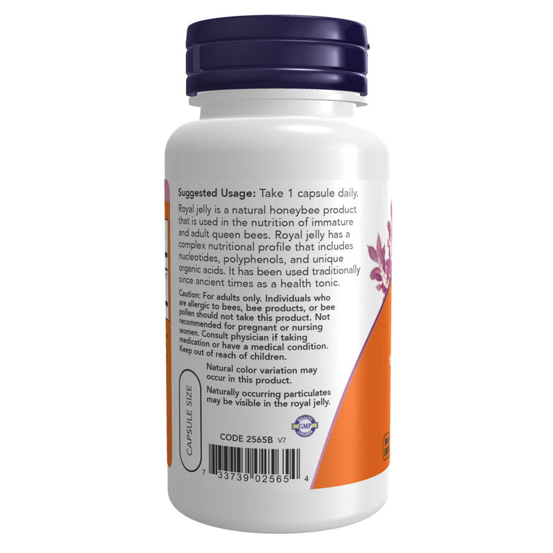 Suplementos NOW, Royal Jelly 1500 mg con 10-HDA (ácido hidroxi-D-decenoico), 60 cápsulas vegetales