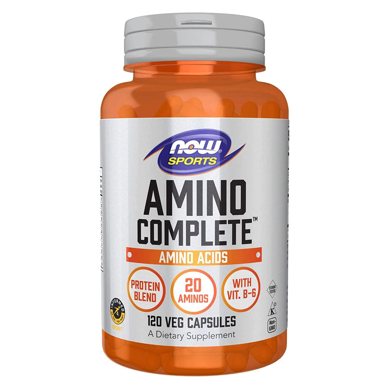 NOW Sports Nutrition, Amino Complete™, mezcla de proteínas con 21 aminoácidos y B-6, 120 cápsulas vegetales