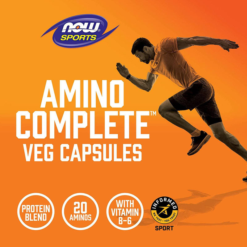 NOW Sports Nutrition, Amino Complete™, mezcla de proteínas con 21 aminoácidos y B-6, 120 cápsulas vegetales