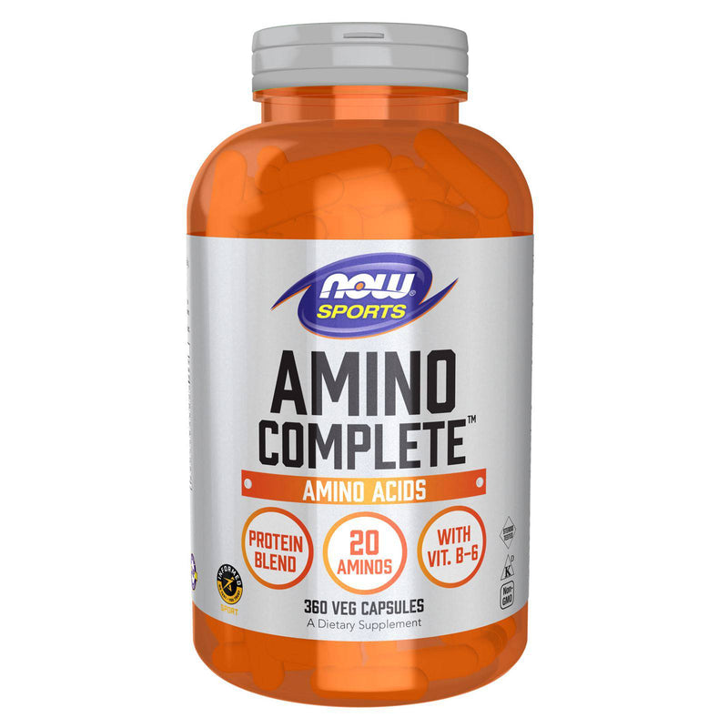 NOW Sports Nutrition, Amino Complete™, mezcla de proteínas con 21 aminoácidos y B-6, 360 cápsulas vegetales