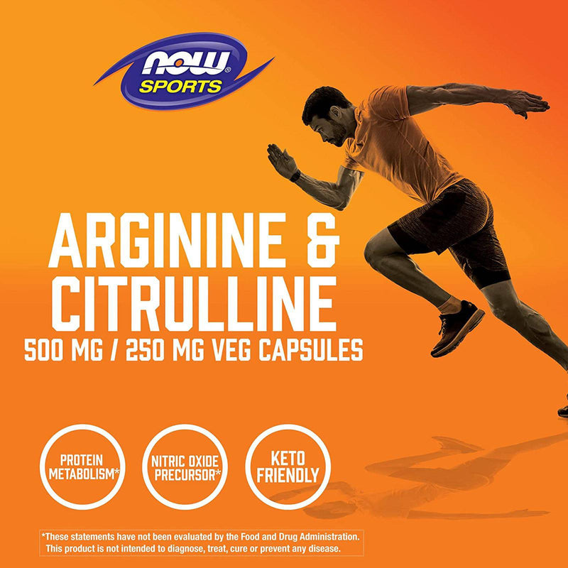 NOW Foods Arginine & Citrulline 500 mg / 250 mg 120 Veg Capsules