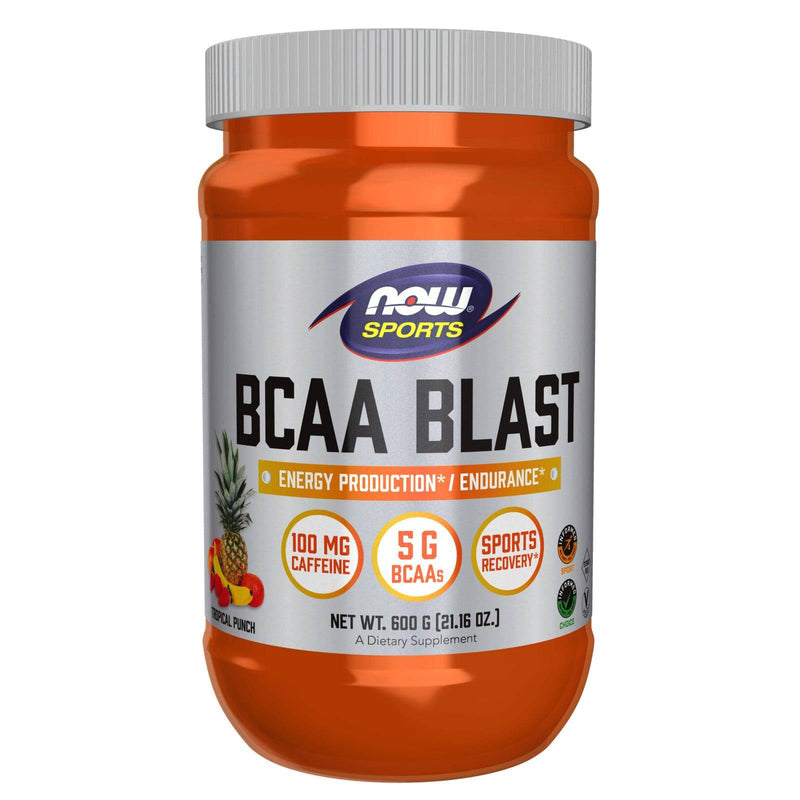 NOW Foods BCAA Blast Powder Tropical Punch Flavor 600 grams